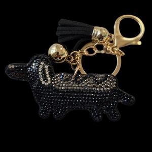 Rhinestone Dachshund Dog Keychain – Sparkly Pup Bag Charm